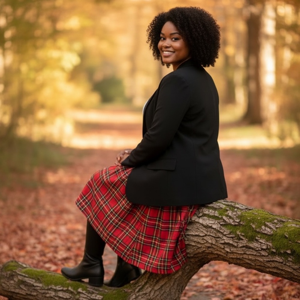 Marisa Christina vintage Red Plaid pleated A-Line Skirt